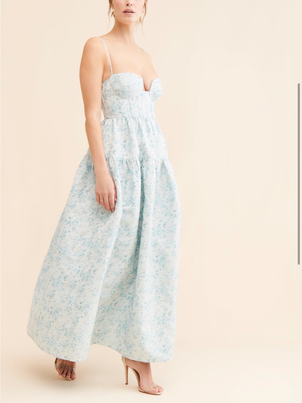 Strapless Blue Floral Maxi Dress - The Windsor Maxi Dress